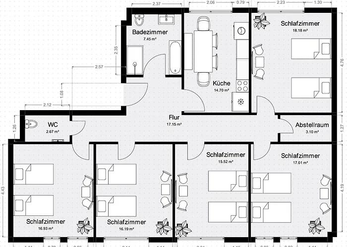 Appartement Premium Quartier One - Ideal Fuer Familien & Teams, 5 Zimmer, 2 Parkplaetze *